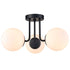3-light Modern Black Globe Semi Flush Mount Ceiling Light Fixture for Bedroom